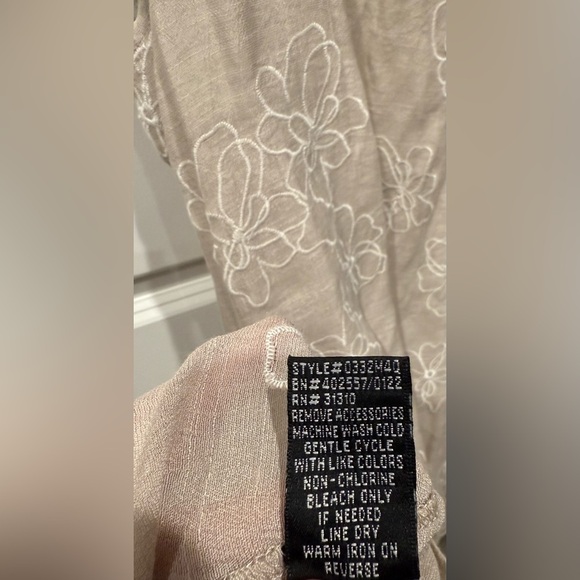 AGB Woman Sleeveless Floral Embroidered Gauze Flounce Hem Dress XL, Linen-look - Picture 11 of 11